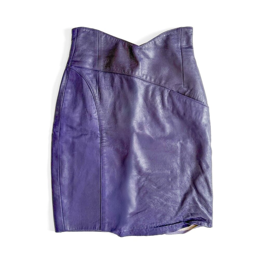Vintage Purple Leather Pencil Skirt
